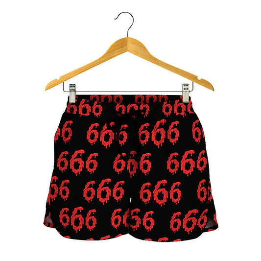 666 Satan Pattern Print Women's Shorts