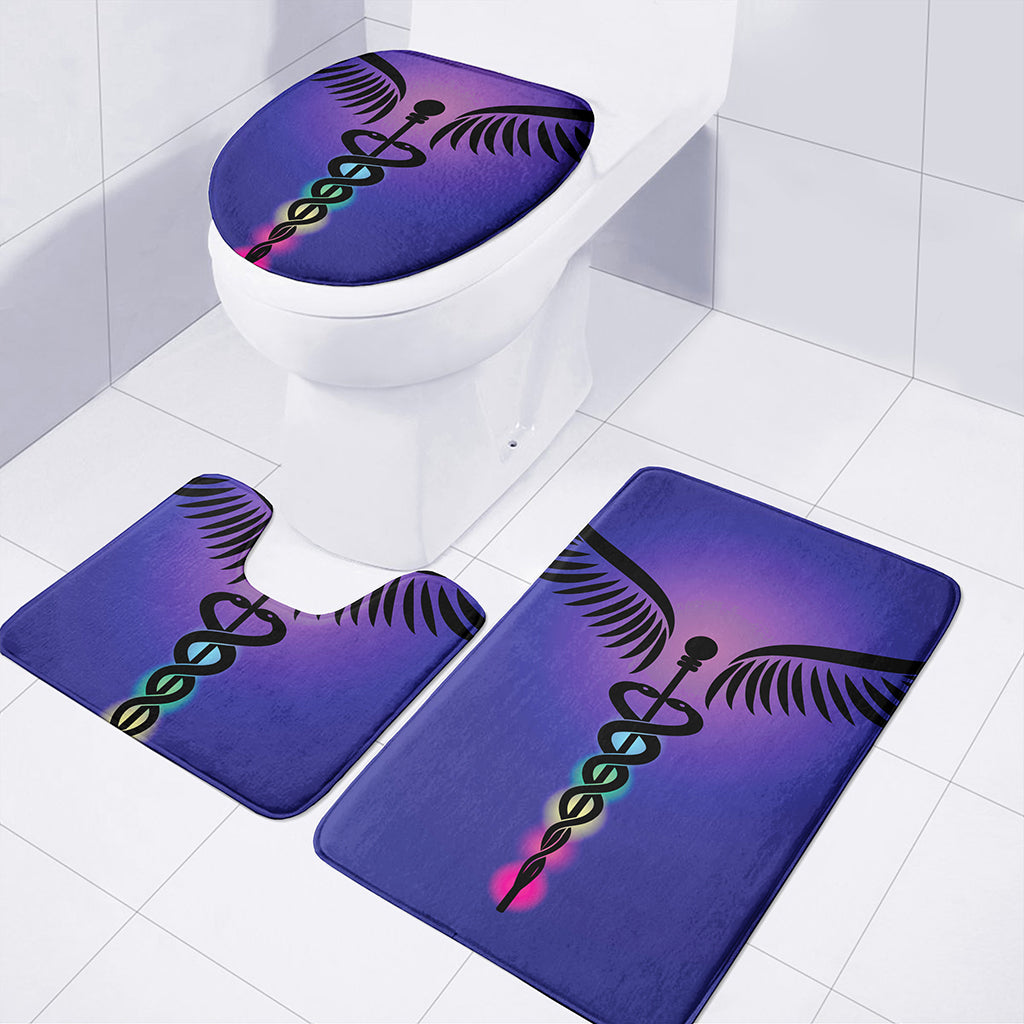 7 Chakras Caduceus Print 3 Piece Bath Mat Set