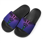 7 Chakras Caduceus Print Black Slide Sandals