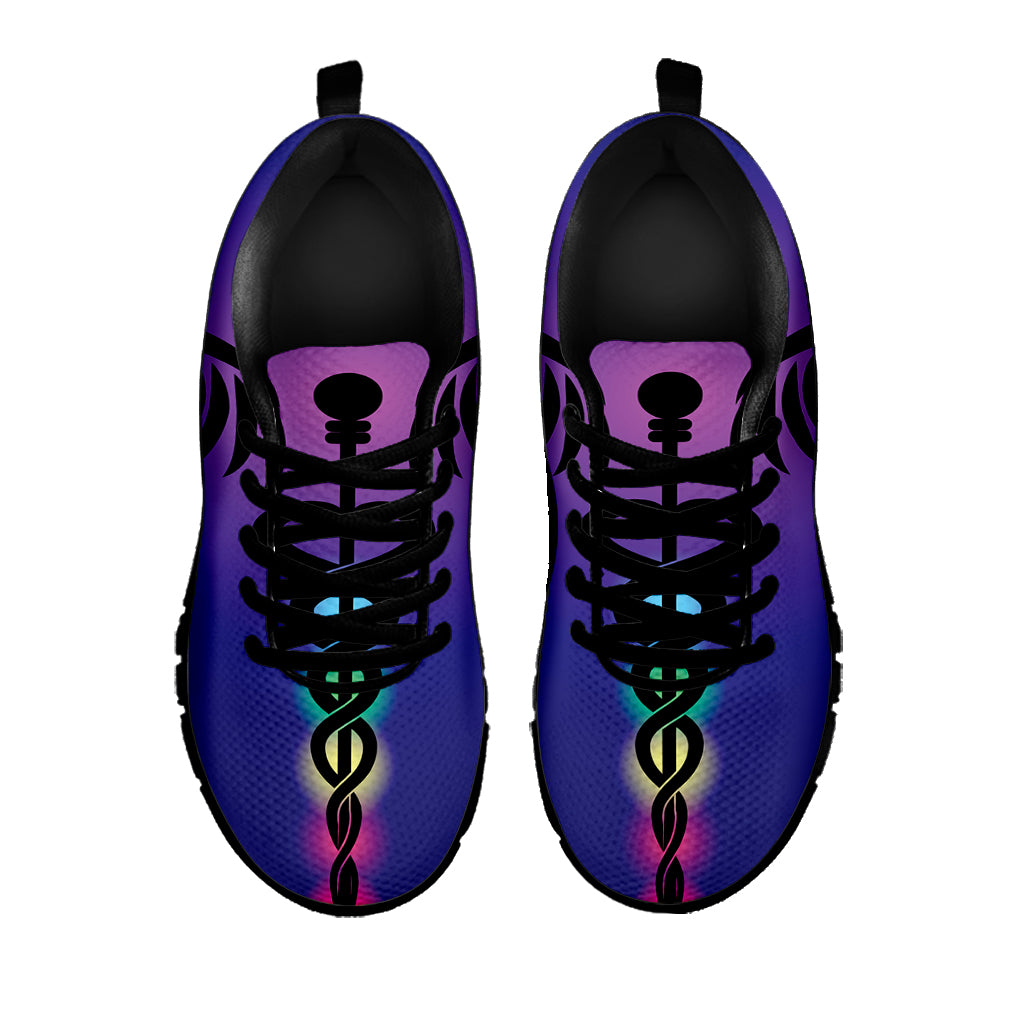 7 Chakras Caduceus Print Black Sneakers