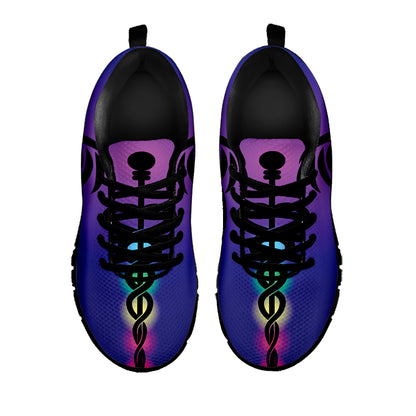 7 Chakras Caduceus Print Black Sneakers