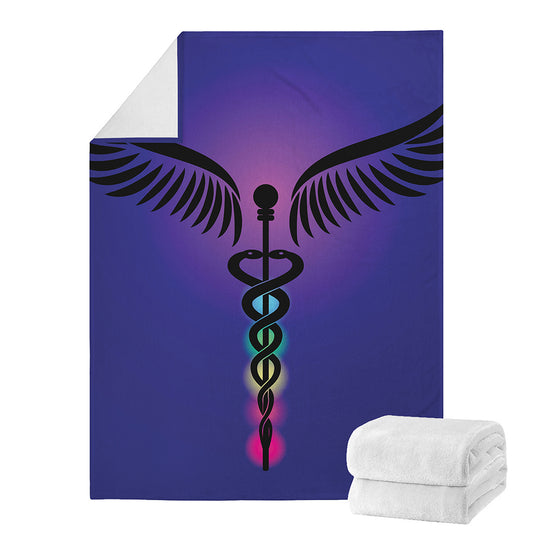 7 Chakras Caduceus Print Blanket
