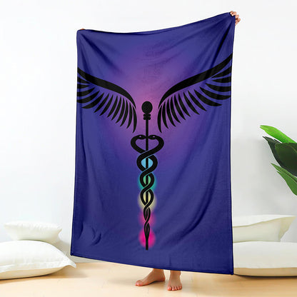 7 Chakras Caduceus Print Blanket