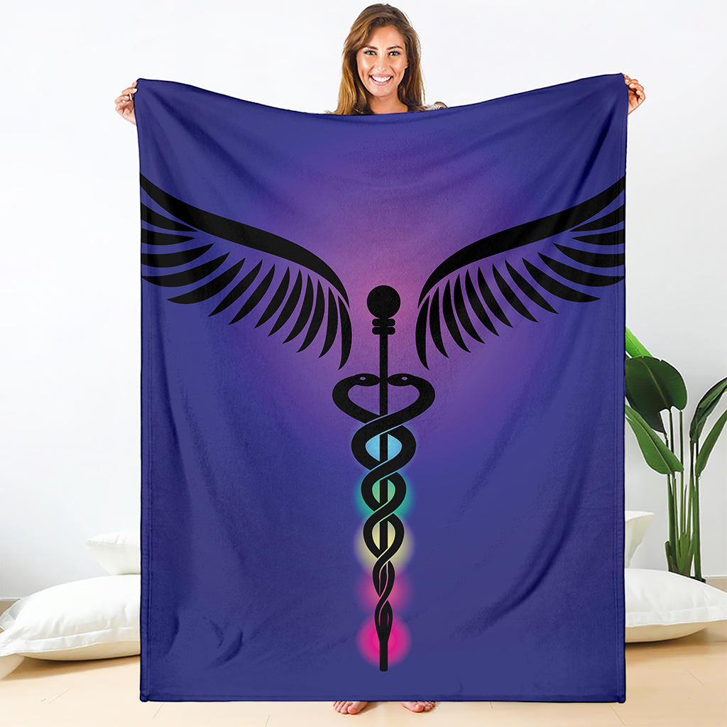 7 Chakras Caduceus Print Blanket