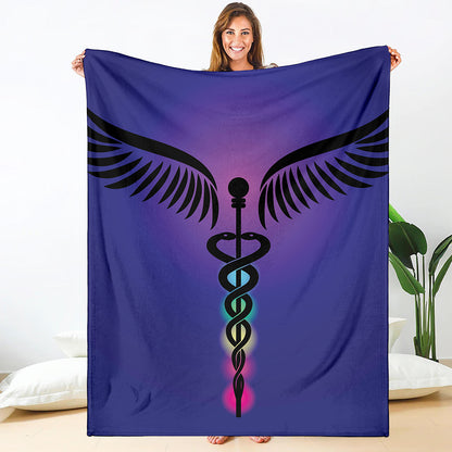 7 Chakras Caduceus Print Blanket