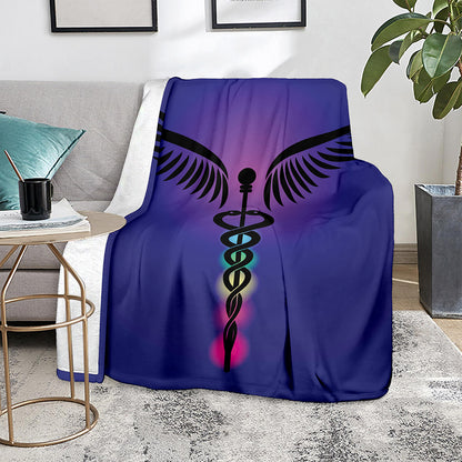 7 Chakras Caduceus Print Blanket