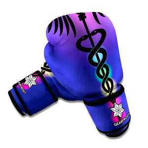 7 Chakras Caduceus Print Boxing Gloves