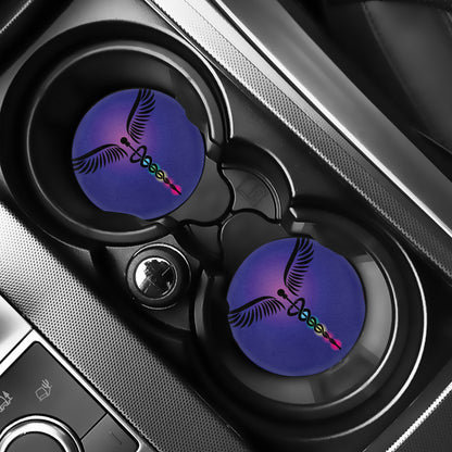 7 Chakras Caduceus Print Car Coasters