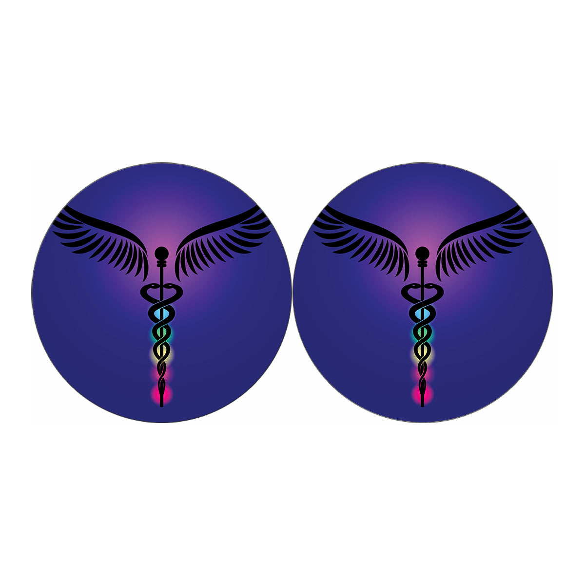7 Chakras Caduceus Print Car Coasters