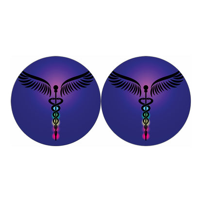 7 Chakras Caduceus Print Car Coasters