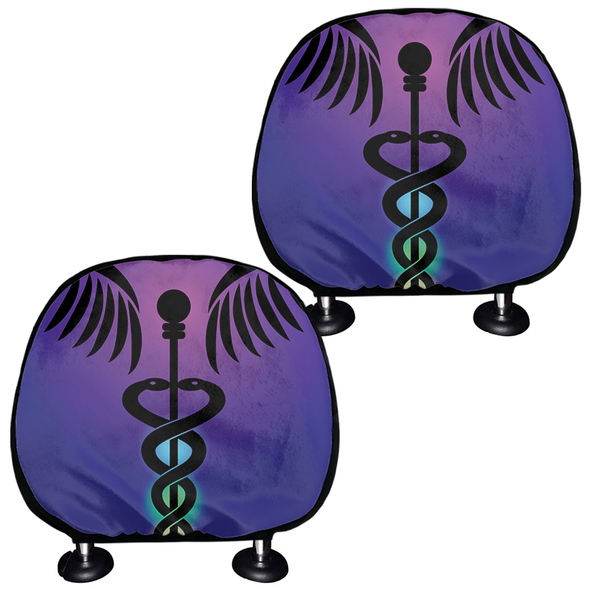 7 Chakras Caduceus Print Car Headrest Covers