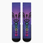 7 Chakras Caduceus Print Crew Socks