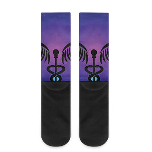 7 Chakras Caduceus Print Crew Socks