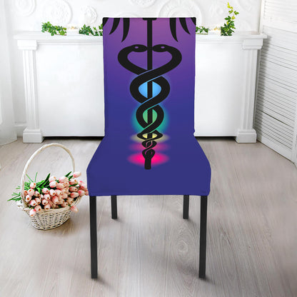 7 Chakras Caduceus Print Dining Chair Slipcover