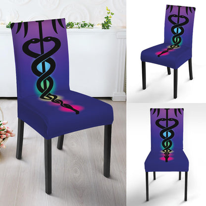 7 Chakras Caduceus Print Dining Chair Slipcover