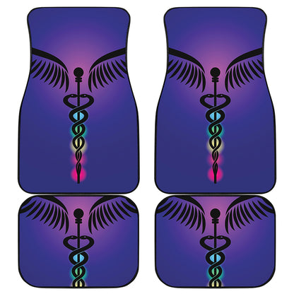 7 Chakras Caduceus Print Front and Back Car Floor Mats