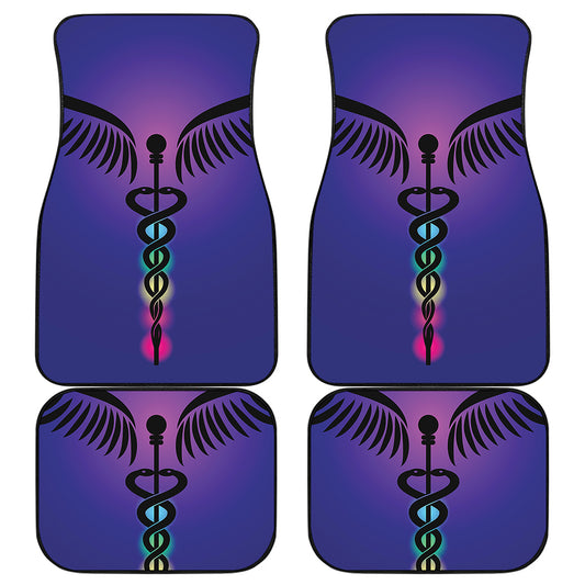 7 Chakras Caduceus Print Front and Back Car Floor Mats