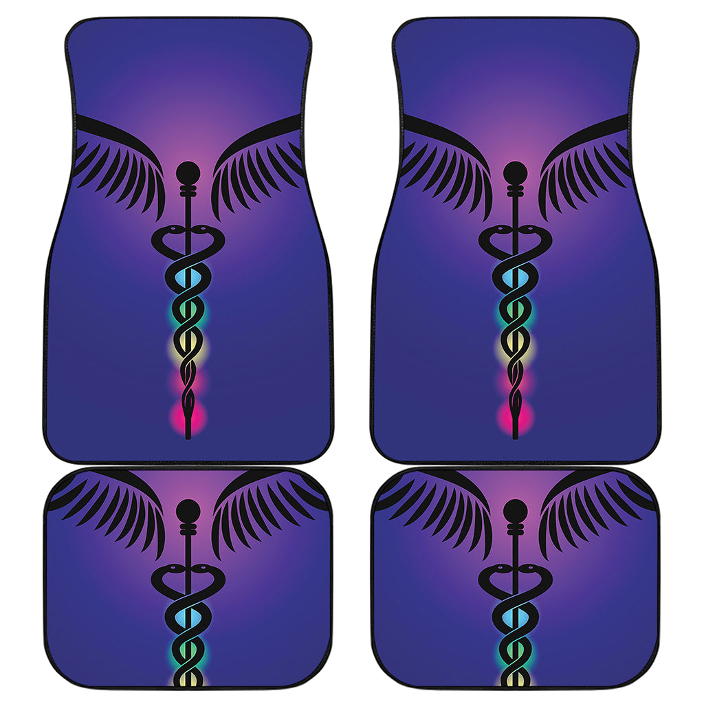 7 Chakras Caduceus Print Front and Back Car Floor Mats