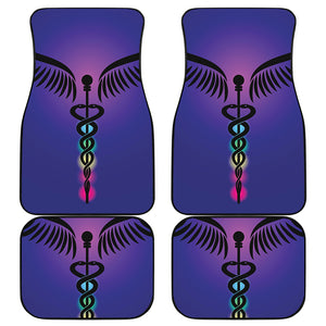 7 Chakras Caduceus Print Front and Back Car Floor Mats