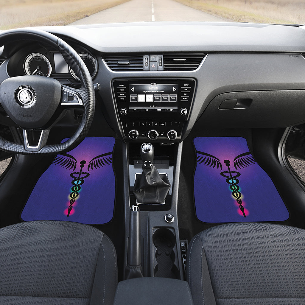 7 Chakras Caduceus Print Front and Back Car Floor Mats