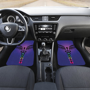 7 Chakras Caduceus Print Front and Back Car Floor Mats