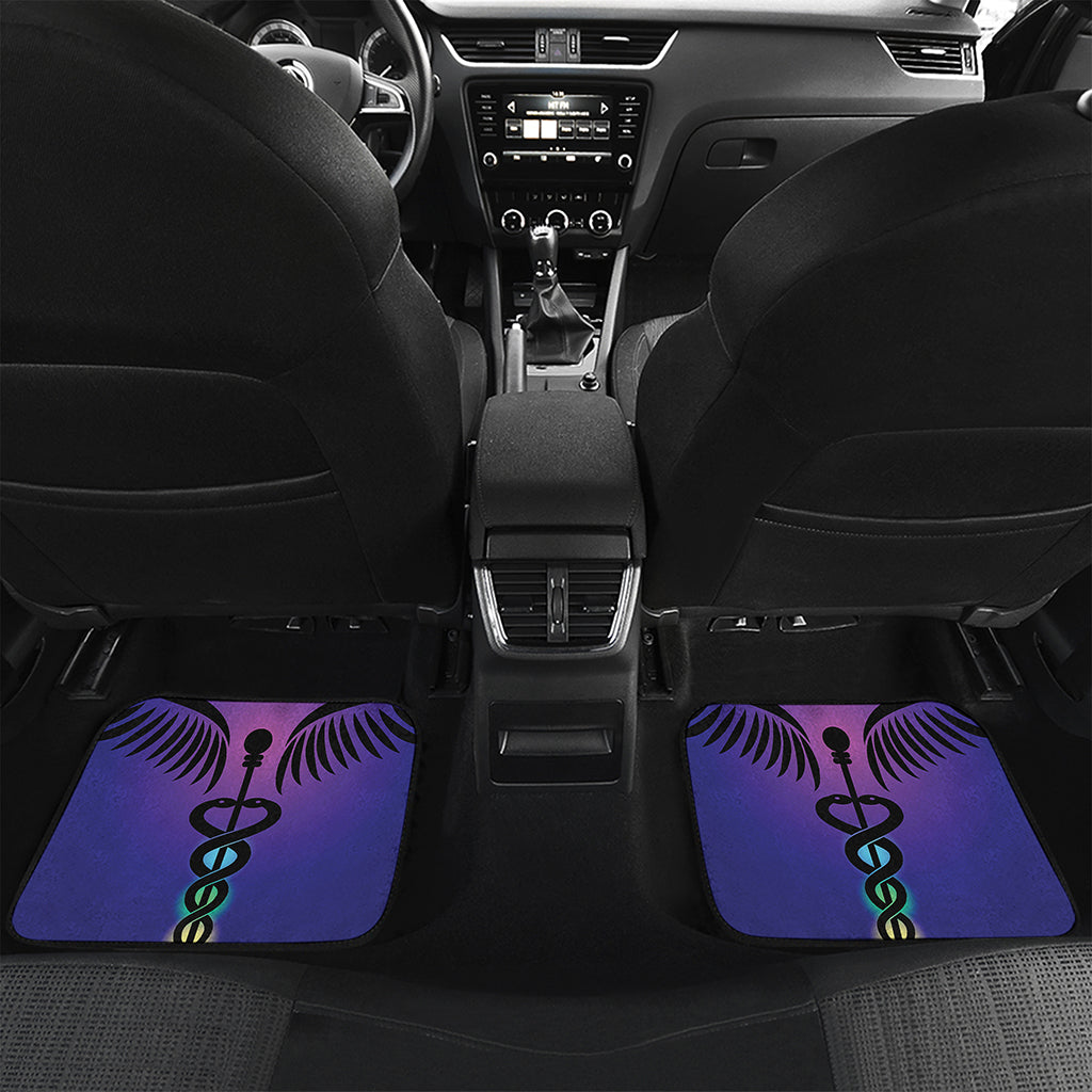 7 Chakras Caduceus Print Front and Back Car Floor Mats