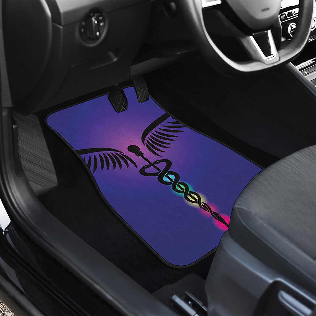 7 Chakras Caduceus Print Front and Back Car Floor Mats