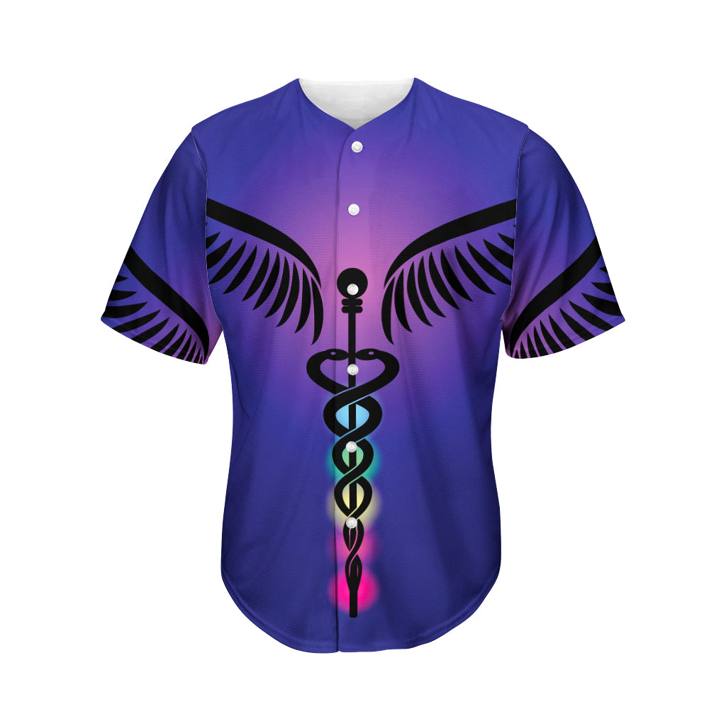 7 Chakras Caduceus Print Men's Baseball Jersey