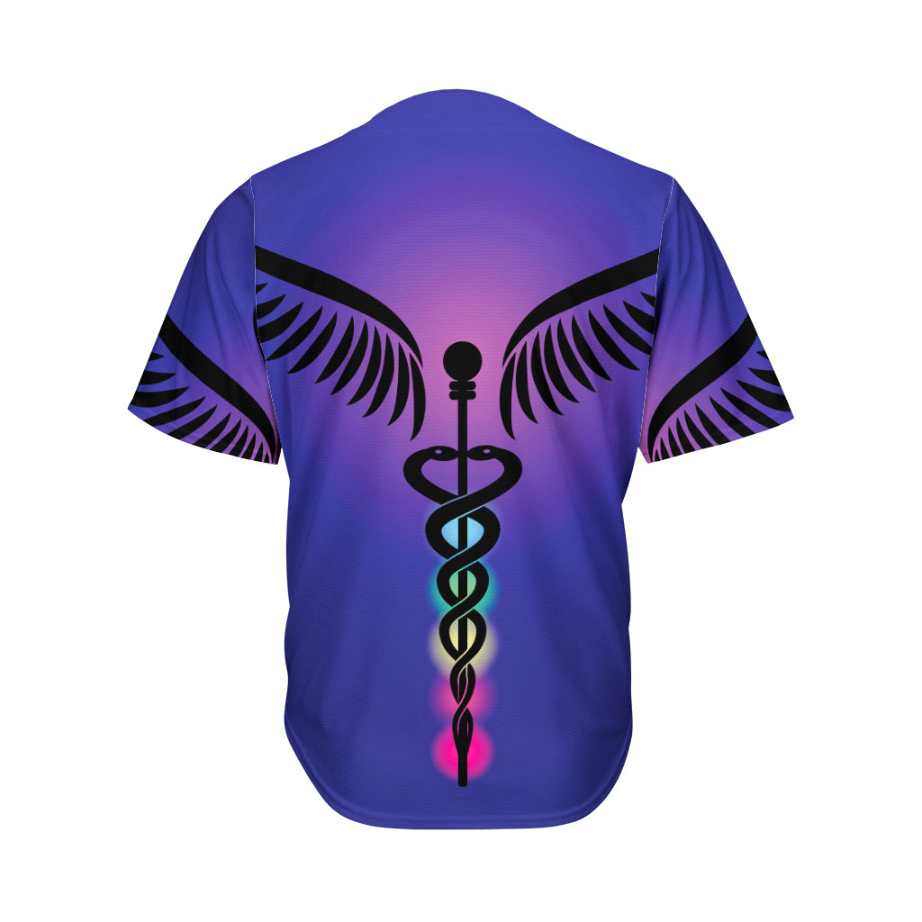7 Chakras Caduceus Print Men's Baseball Jersey