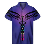 7 Chakras Caduceus Print Men's Short Sleeve Shirt