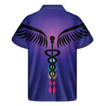 7 Chakras Caduceus Print Men's Short Sleeve Shirt