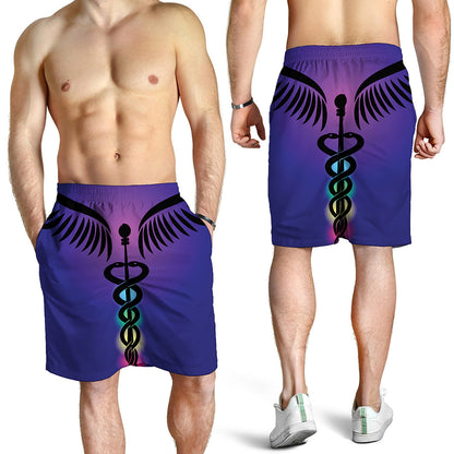 7 Chakras Caduceus Print Men's Shorts