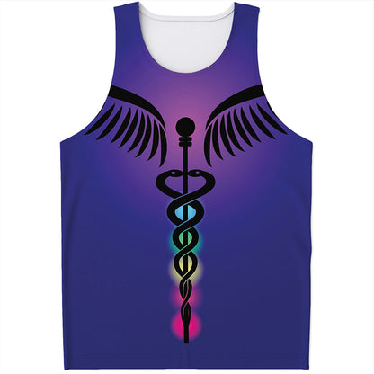 7 Chakras Caduceus Print Men's Tank Top