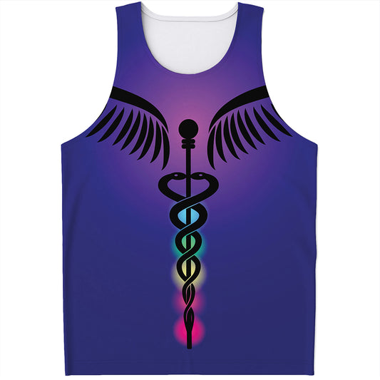 7 Chakras Caduceus Print Men's Tank Top