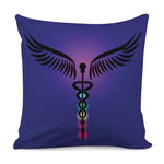 7 Chakras Caduceus Print Pillow Cover