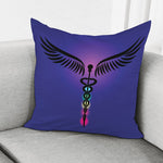 7 Chakras Caduceus Print Pillow Cover