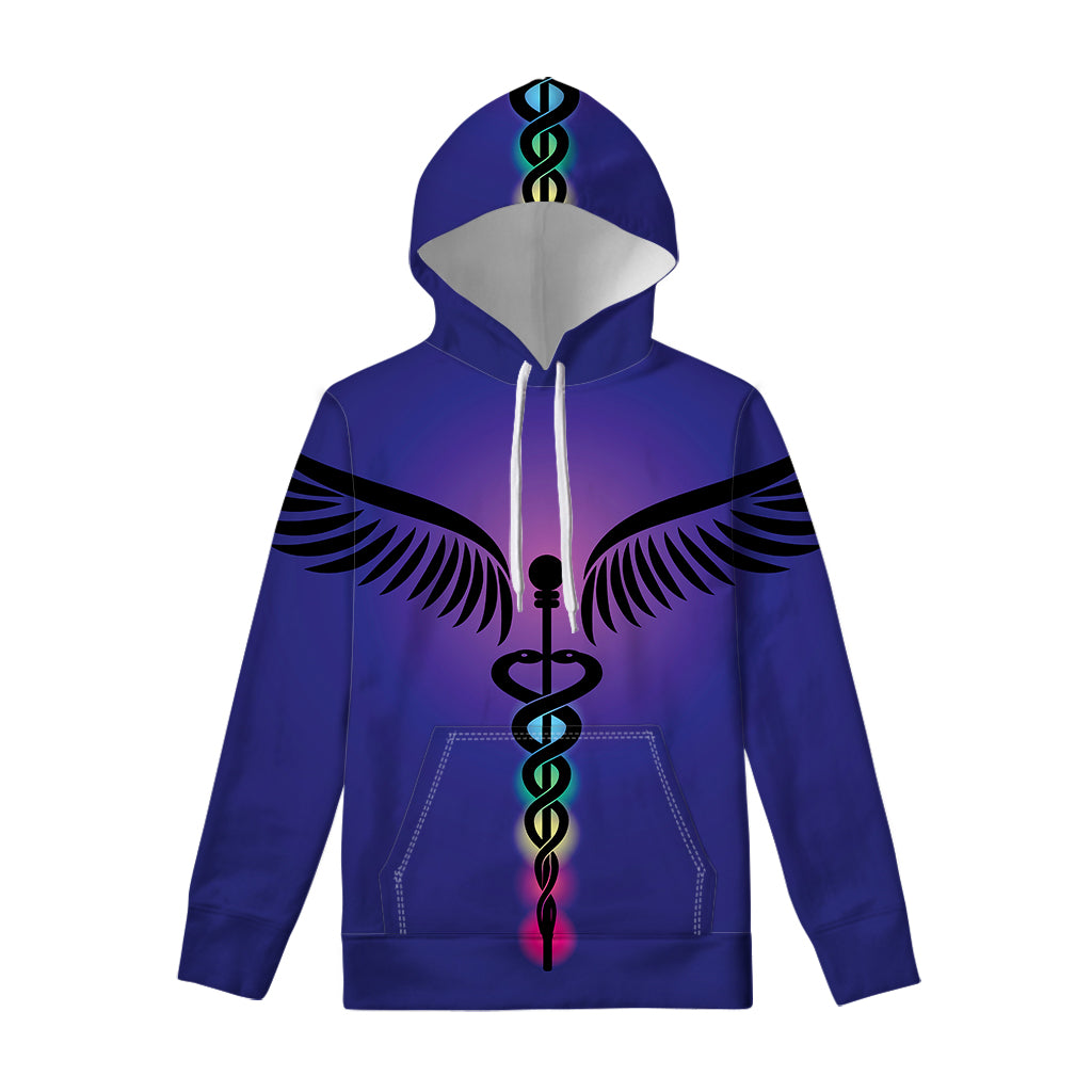 7 Chakras Caduceus Print Pullover Hoodie