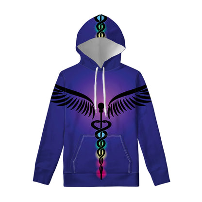 7 Chakras Caduceus Print Pullover Hoodie