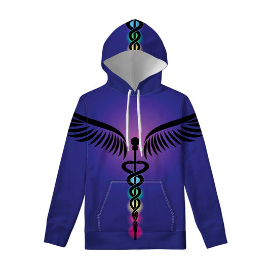 7 Chakras Caduceus Print Pullover Hoodie