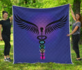 7 Chakras Caduceus Print Quilt