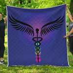 7 Chakras Caduceus Print Quilt