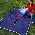7 Chakras Caduceus Print Quilt