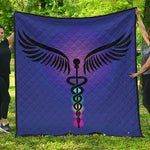 7 Chakras Caduceus Print Quilt
