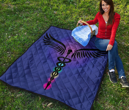 7 Chakras Caduceus Print Quilt