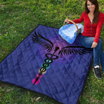 7 Chakras Caduceus Print Quilt