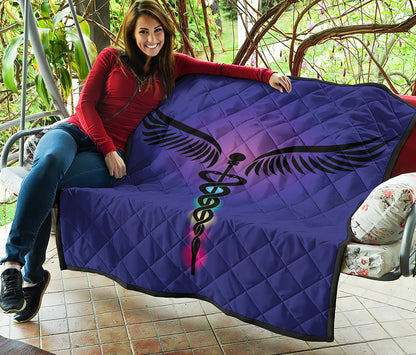 7 Chakras Caduceus Print Quilt