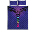 7 Chakras Caduceus Print Quilt Bed Set