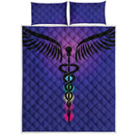 7 Chakras Caduceus Print Quilt Bed Set