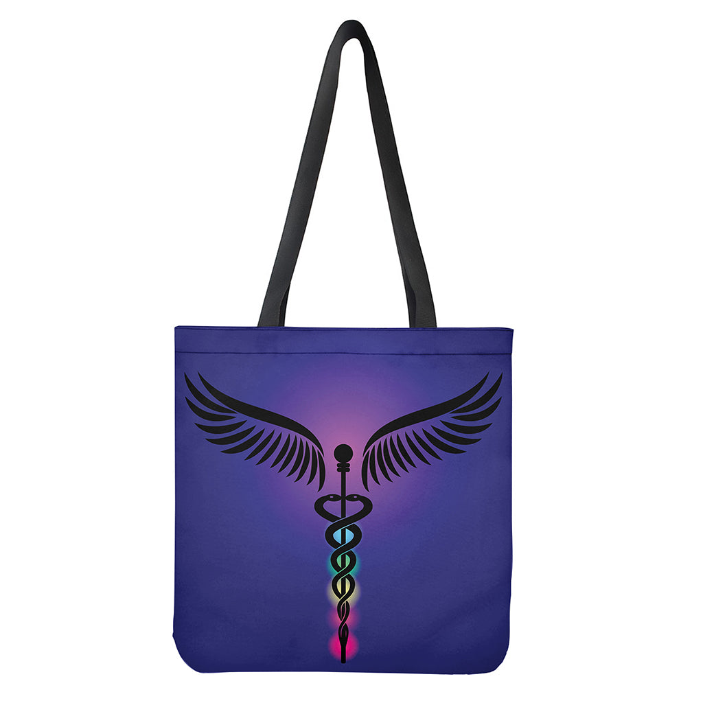 7 Chakras Caduceus Print Tote Bag