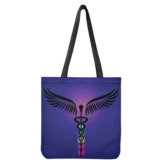 7 Chakras Caduceus Print Tote Bag